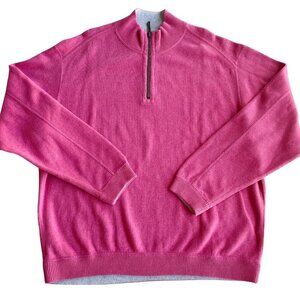 Tommy Bahama Woman's Pink Pullover Quarter Zip, Heavyweight Heavy Kit Thick